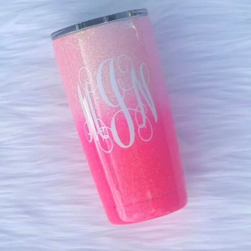 Pink Glitter personalized Glitter Tumbler